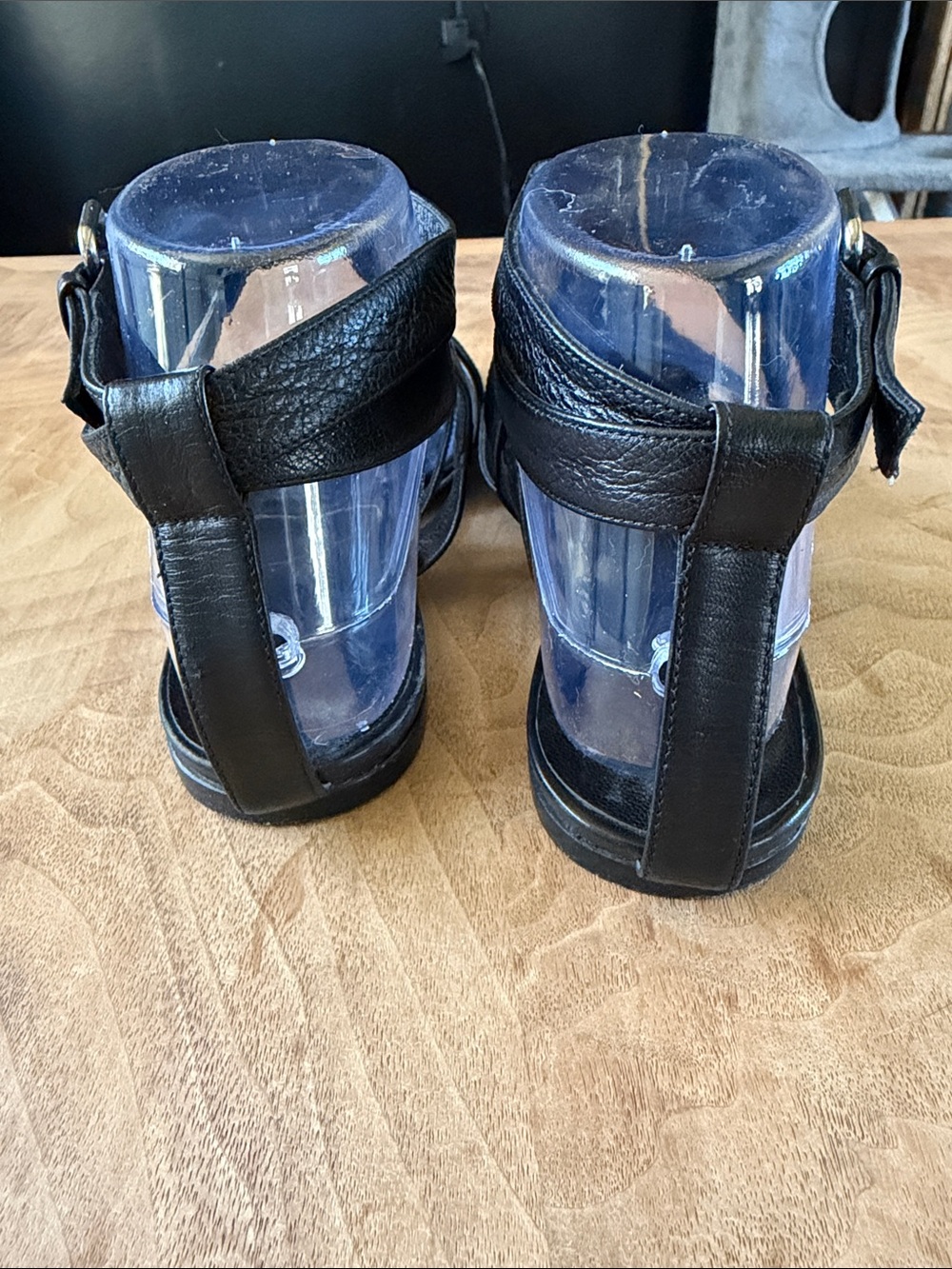 Balenciaga Black Leather Strappy Caged Fisherman Sandals Size 38.5 - Picture 5 of 9